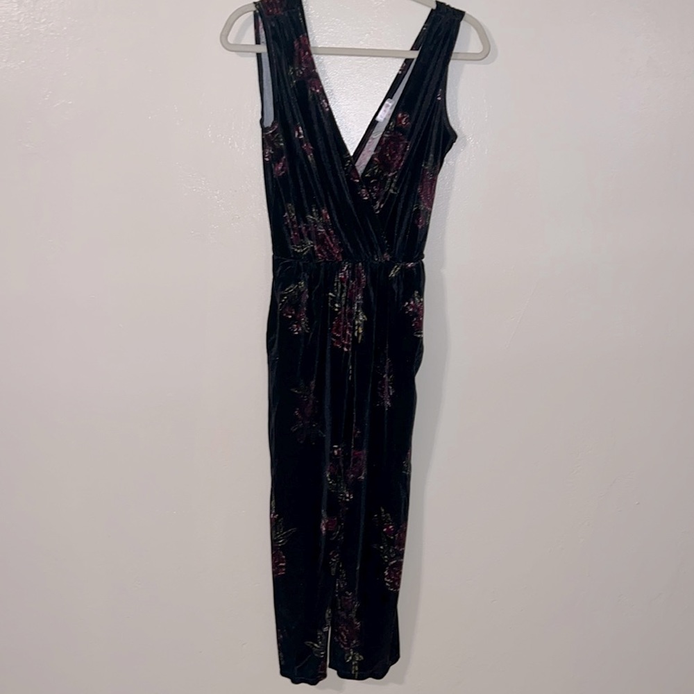 Xhilaration Black with flowers Jumpsuit